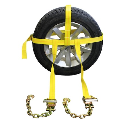 Us Cargo Control Side Mount Wheel Net W/ Cam Buckle & 2 Ratchets and Chain Extensions SMWN2R51CE18